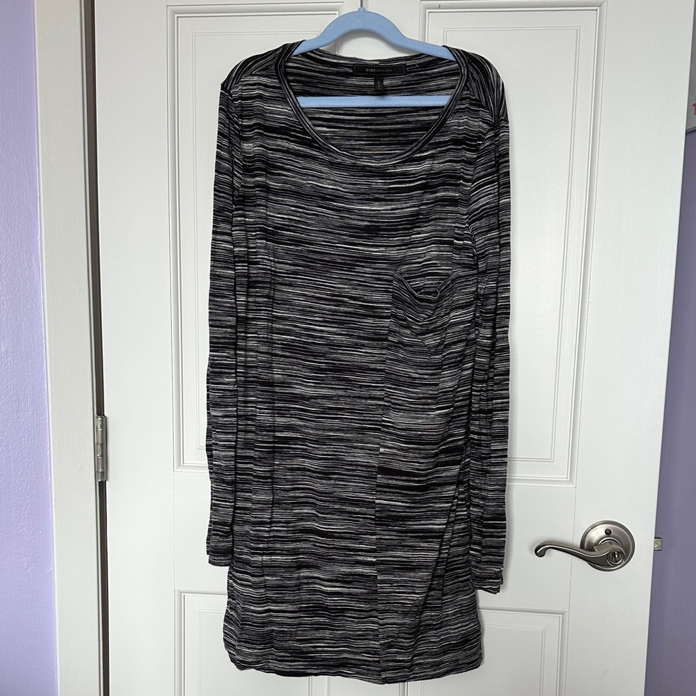 BCBGMaxAzria Black and Gray Long Sleeve Dress